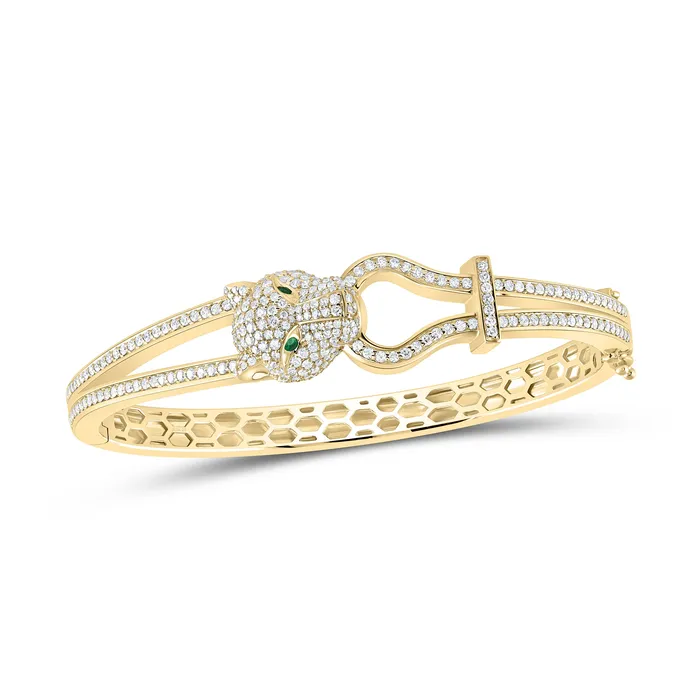 GND 14Kt Gold 2 CtwDia Ana M 005CtEmRd Ladies Leopard Bangle48X60 Mm PreStyled Sets GND 14Kt Gold 2 CtwDia Ana M 005CtEmRd Ladies Leopard Bangle48X60 Mm PreStyled Sets