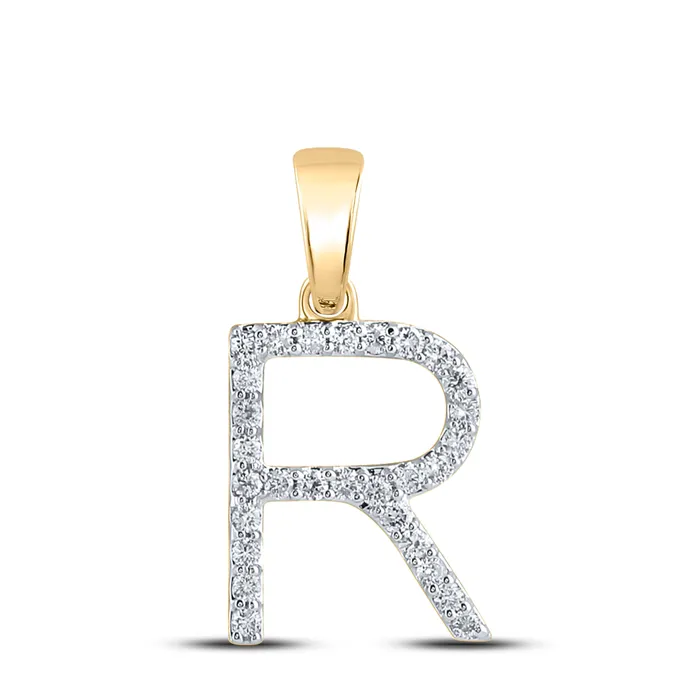 GND 14Kt Yellow Gold 15CtDia Cn Ladies Initial R Pendant 128 grams Necklaces