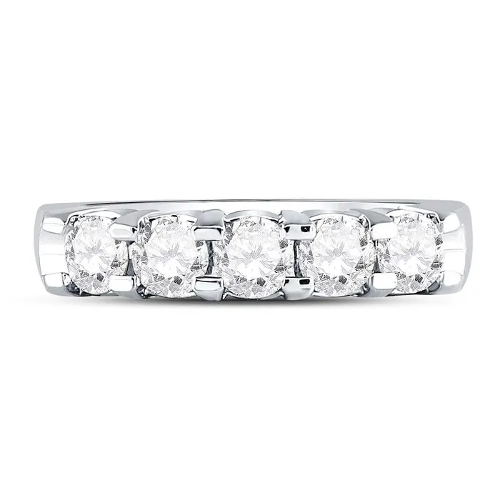 GND Gold 5stone Wedding Band 1 Cttw Round Natural Diamond Womens 465 grams Rings