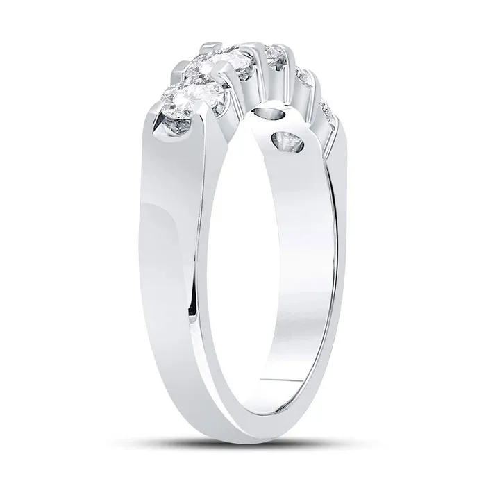 GND Gold 5stone Wedding Band 1 Cttw Round Natural Diamond Womens 465 grams Rings