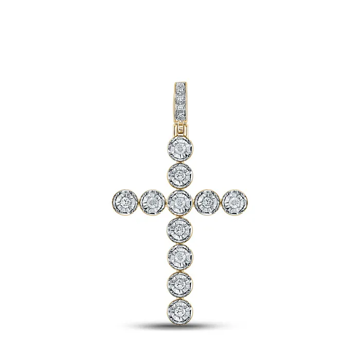GND Gold Cross Cross Charm Pendant 13 Cttw Round Natural Diamond Mens 234 grams Necklaces