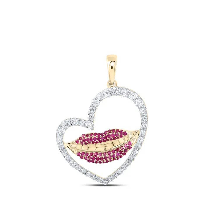GND Gold Heart Pendant 1 Cttw Round Ruby Womens 15 grams Necklaces