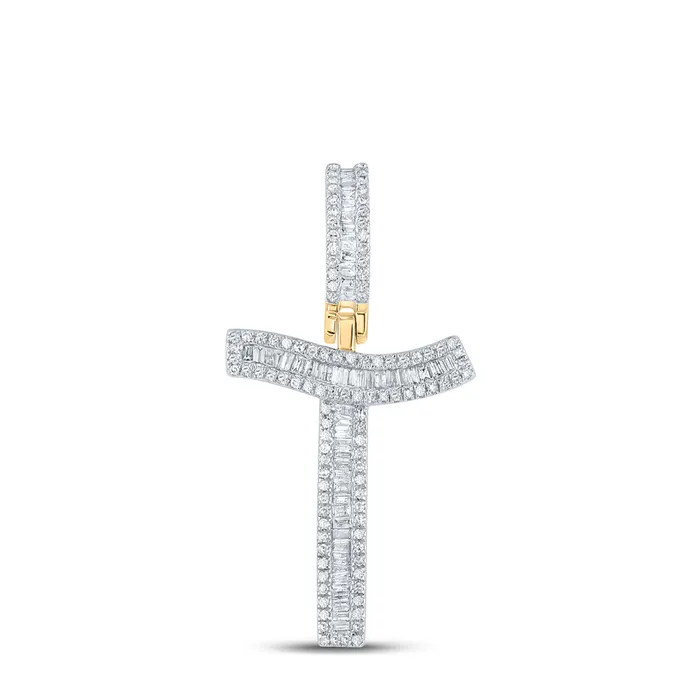 GND Gold Initial T Letter Charm Pendant 58 Cttw Baguette Natural Diamond Mens 389 grams Necklaces GND Gold Initial T Letter Charm Pendant 58 Cttw Baguette Natural Diamond Mens 389 grams Necklaces