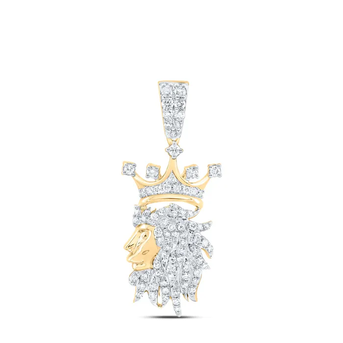 GND Necklaces 10Kt Gold 12CtwDia Nk Fashion Crown Lion Face Ladies Pendant GND Necklaces 10Kt Gold 12CtwDia Nk Fashion Crown Lion Face Ladies Pendant