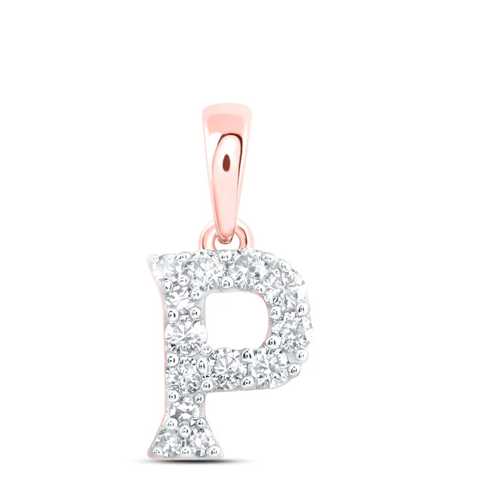 GND Necklaces 10Kt Gold 16CtwDia Nk Gift Initial P Pendant