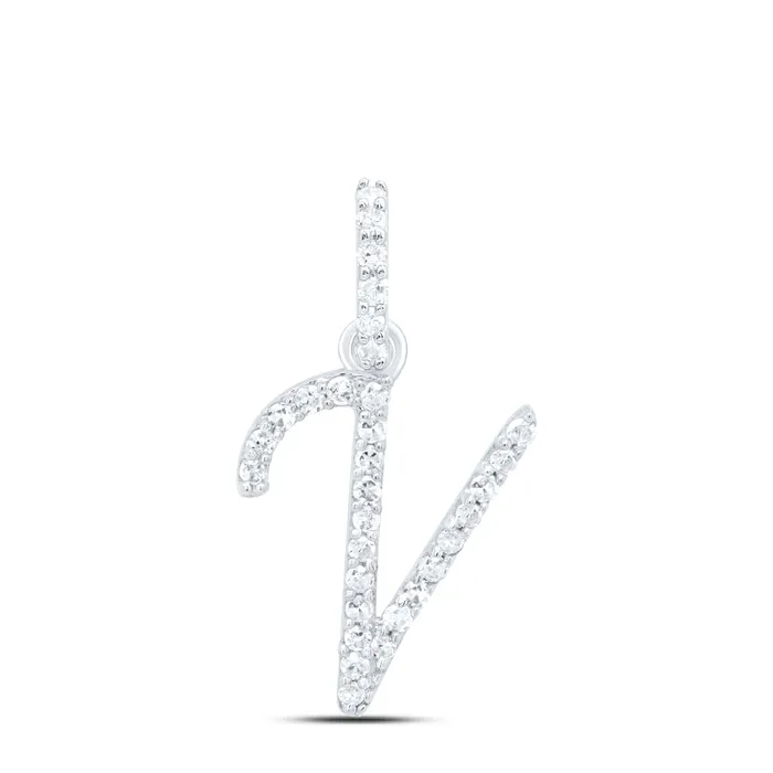 GND Necklaces 10Kt Gold 18CtwDia P1 Gift Initial V Pendant