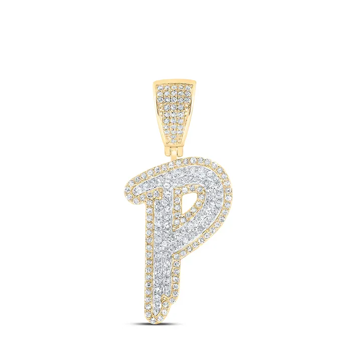 GND Necklaces 10Kt Gold 78CtwDia P1 Initial P Mens Pendant