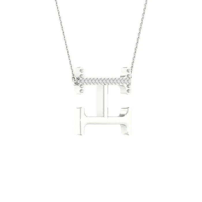 GND Necklaces 10Kt White Gold 120CtwDia Ladies Initial H Necklace 129 grams GND Necklaces 10Kt White Gold 120CtwDia Ladies Initial H Necklace 129 grams