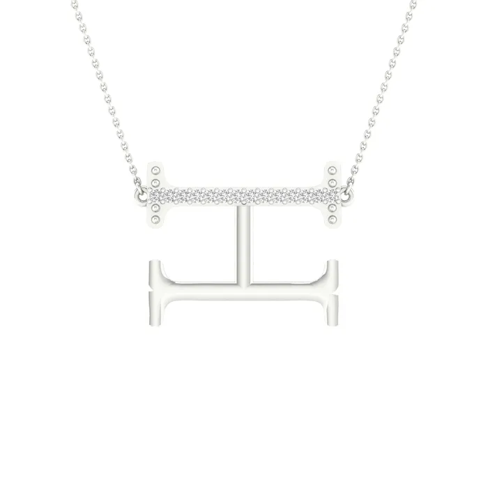 GND Necklaces 10Kt White Gold 120CtwDia Ladies Initial H Necklace 129 grams