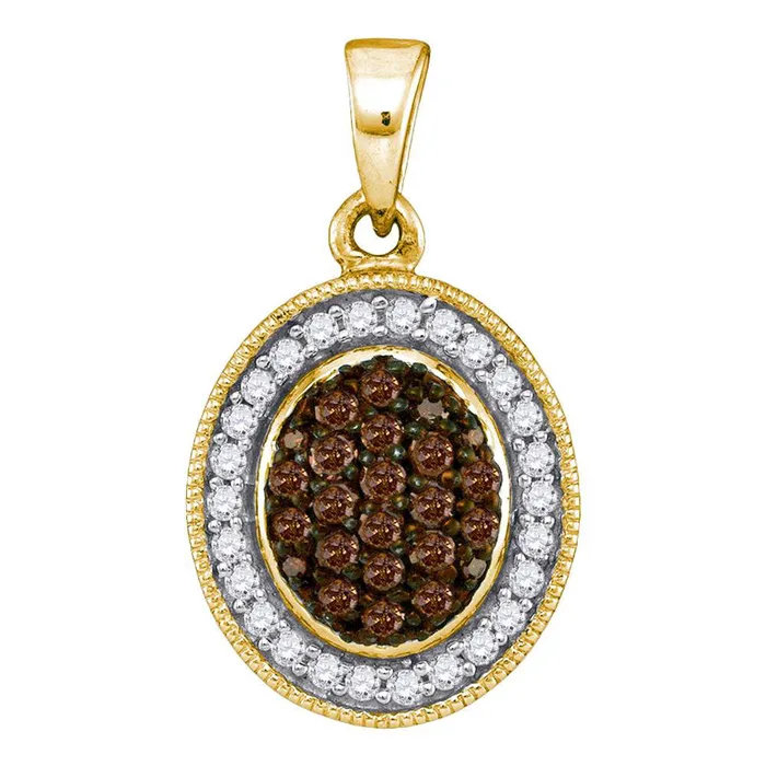 GND Necklaces 10Kt Yellow Gold 13CtwDia Brown MicroPave Pendant 148 grams GND Necklaces 10Kt Yellow Gold 13CtwDia Brown MicroPave Pendant 148 grams