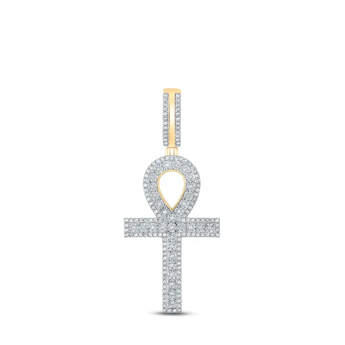 GND Necklaces Gold Ankh Cross Charm Pendant 38 Cttw Round Natural Diamond Mens 418 grams GND Necklaces Gold Ankh Cross Charm Pendant 38 Cttw Round Natural Diamond Mens 418 grams
