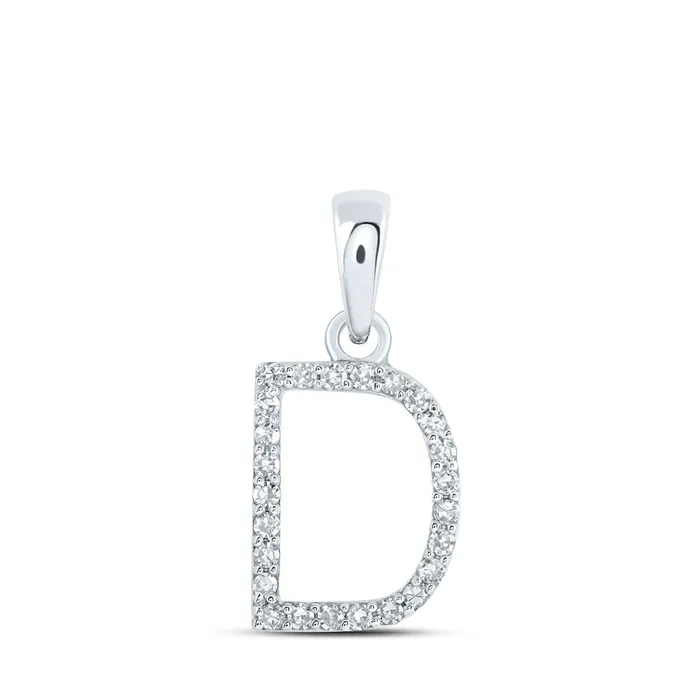GND Necklaces Gold D Initial Letter Pendant 110 Cttw Round Natural Diamond Womens 057 grams