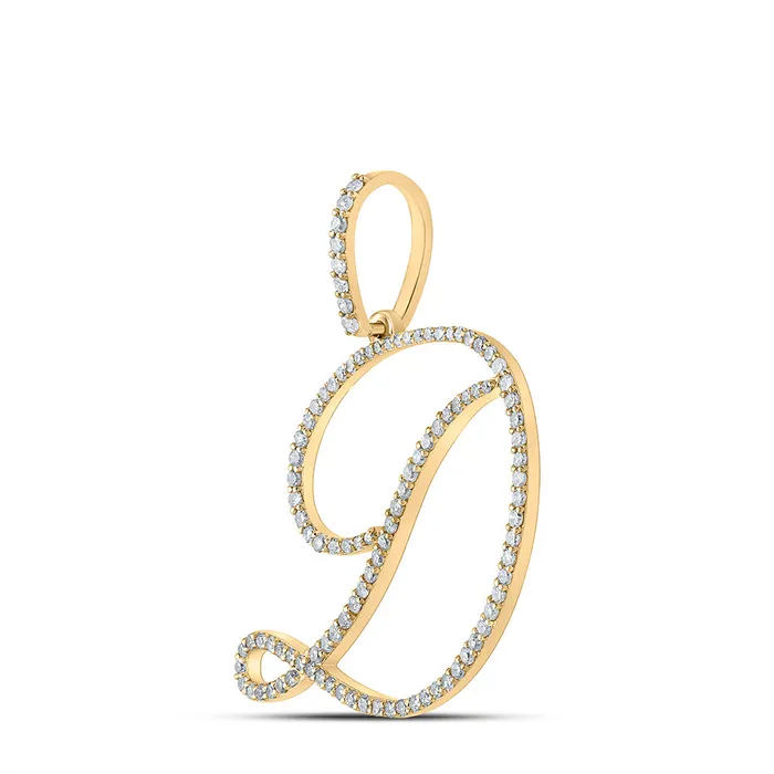 GND Necklaces Gold D Initial Letter Pendant 58 Cttw Round Natural Diamond Womens 188 grams