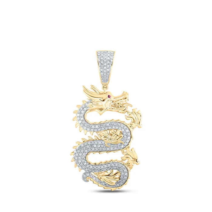 GND Necklaces Gold Dragon Charm Pendant 58 Cttw Round Natural Diamond Mens 892 grams GND Necklaces Gold Dragon Charm Pendant 58 Cttw Round Natural Diamond Mens 892 grams