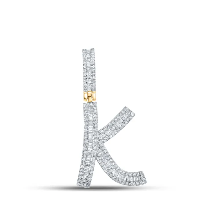 GND Necklaces Gold Initial K Letter Charm Pendant 34 Cttw Baguette Natural Diamond Mens 448 grams GND Necklaces Gold Initial K Letter Charm Pendant 34 Cttw Baguette Natural Diamond Mens 448 grams