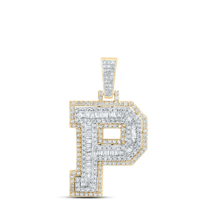 GND Necklaces Gold P Initial Letter Charm Pendant 34 Cttw Round Natural Diamond Mens 345 grams GND Necklaces Gold P Initial Letter Charm Pendant 34 Cttw Round Natural Diamond Mens 345 grams