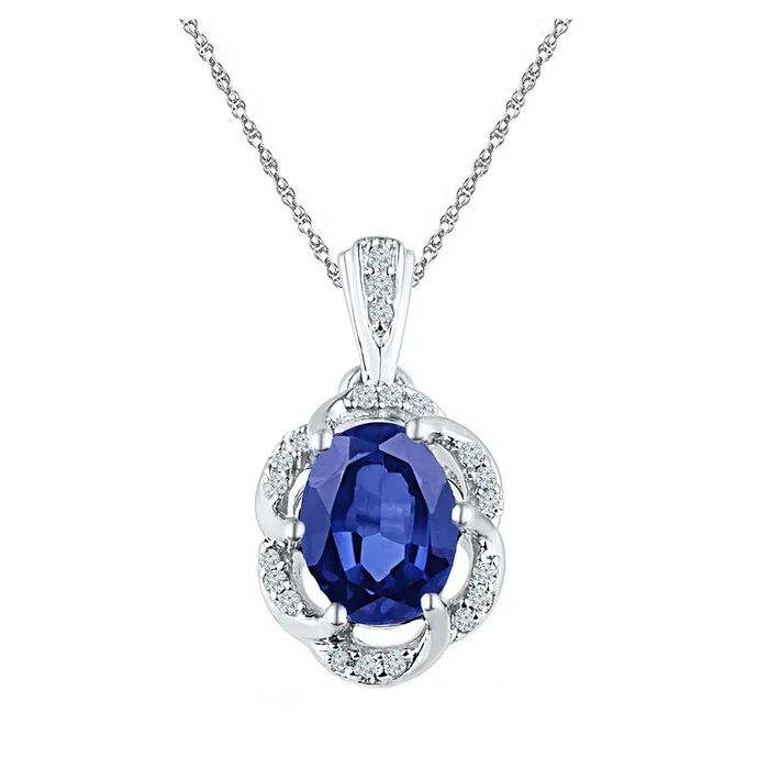 GND Necklaces Gold Solitaire Pendant 134 Cttw Oval LabCreated Blue Sapphire Womens 194 grams GND Necklaces Gold Solitaire Pendant 134 Cttw Oval LabCreated Blue Sapphire Womens 194 grams