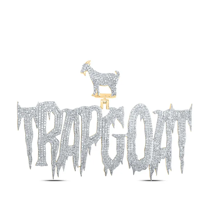 GND Necklaces Gold TRAP GOAT Phrase Charm Pendant 434 Cttw Round Natural Diamond Mens 2757 grams GND Necklaces Gold TRAP GOAT Phrase Charm Pendant 434 Cttw Round Natural Diamond Mens 2757 grams