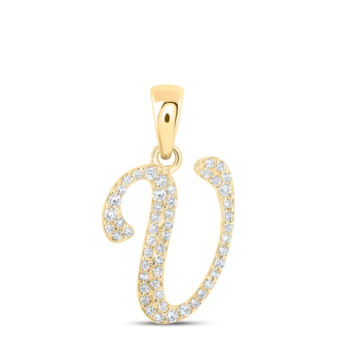 GND Necklaces Gold V Initial Letter Pendant 18 Cttw Round Natural Diamond Womens 095 grams GND Necklaces Gold V Initial Letter Pendant 18 Cttw Round Natural Diamond Womens 095 grams