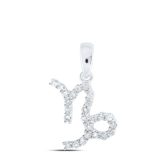 GND Necklaces Gold Zodiac Capricorn Sign Fashion Pendant 14 Cttw Round Natural Diamond Womens 077 grams GND Necklaces Gold Zodiac Capricorn Sign Fashion Pendant 14 Cttw Round Natural Diamond Womens 077 grams
