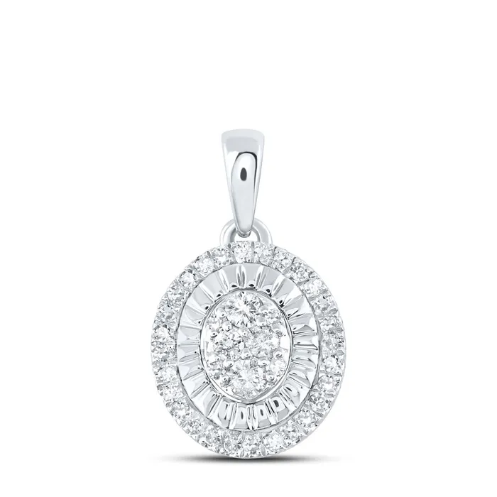 GND Necklaces Sterling Silver Oval Pendant 15 Cttw Round Natural Diamond Womens 129 grams GND Necklaces Sterling Silver Oval Pendant 15 Cttw Round Natural Diamond Womens 129 grams