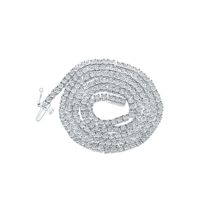 GND Necklaces Sterling Silver Single Row 24inch Link Chain Necklace 112 Cttw Round Natural Diamond Mens 2483 grams GND Necklaces Sterling Silver Single Row 24inch Link Chain Necklace 112 Cttw Round Natural Diamond Mens 2483 grams