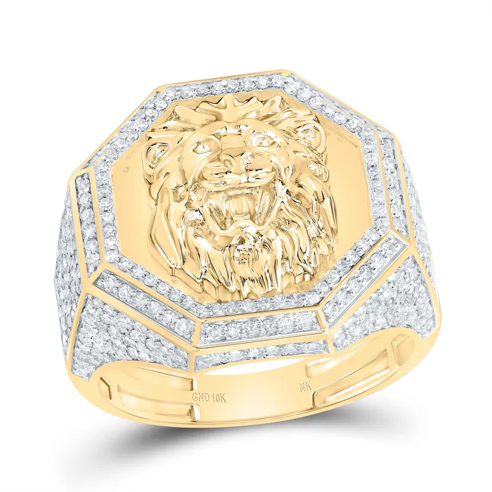 GND Rings 1 12CtwDia Nk Fashion Lion Face Octagon Mens Ring 759 grams GND Rings 1 12CtwDia Nk Fashion Lion Face Octagon Mens Ring 759 grams
