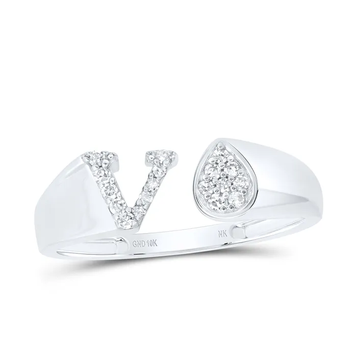 GND Rings 110CtwNat Dia Nk Gift Initial V Pear Ladies Ring 162 grams