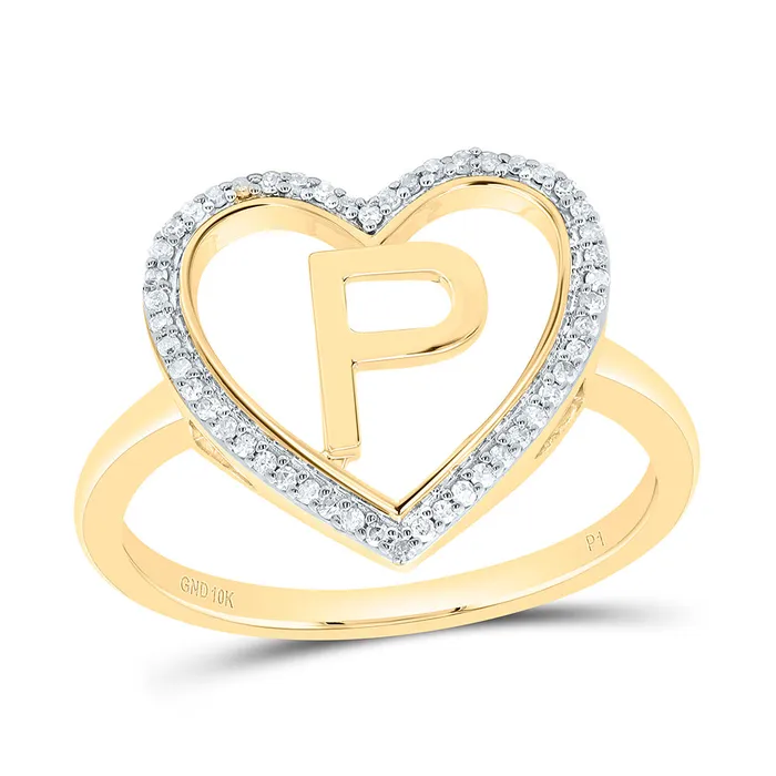 GND Rings 110CtwNat Dia P1 Gift Initial P Ladies Heart Ring