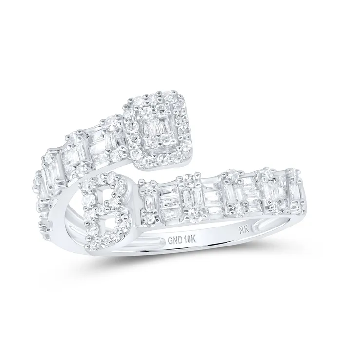 GND Rings 12 CtwNat Dia Nk Fashion Initial B Ladies Cuff Ring 202 grams