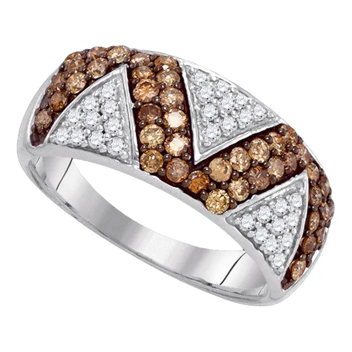 GND Rings 10Kt White Gold 78Ctw Diamond Natural Brown Band 29 grams