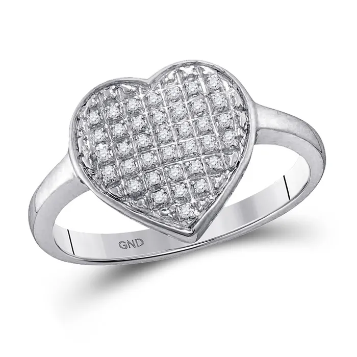 GND Rings 10Kt White Gold Womens Round Diamond Heart Cluster Ring 14 Cttw 349 grams GND Rings 10Kt White Gold Womens Round Diamond Heart Cluster Ring 14 Cttw 349 grams