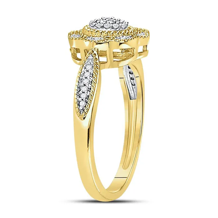 GND Rings 10Kt Yellow Gold Womens Round Diamond Milgrain Cable Cluster Ring 18 Cttw 263 grams GND Rings 10Kt Yellow Gold Womens Round Diamond Milgrain Cable Cluster Ring 18 Cttw 263 grams