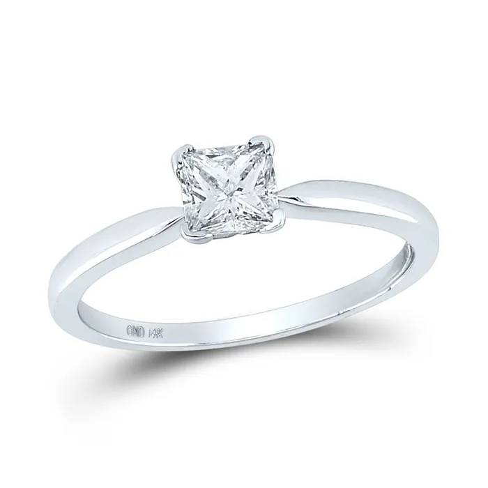 GND Rings 14Kt White Gold 12CtSup Princess Solitaire Ring Wg 156 grams GND Rings 14Kt White Gold 12CtSup Princess Solitaire Ring Wg 156 grams