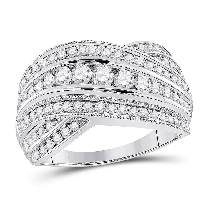 GND Rings 14Kt White Gold 1Ct Diamond Ana M Fashion High Ladies Wedding Band 629 grams GND Rings 14Kt White Gold 1Ct Diamond Ana M Fashion High Ladies Wedding Band 629 grams
