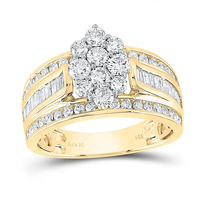GND Rings Gold Cluster Bridal Wedding Engagement Ring 112 Cttw Round Natural Diamond Womens 542 grams GND Rings Gold Cluster Bridal Wedding Engagement Ring 112 Cttw Round Natural Diamond Womens 542 grams