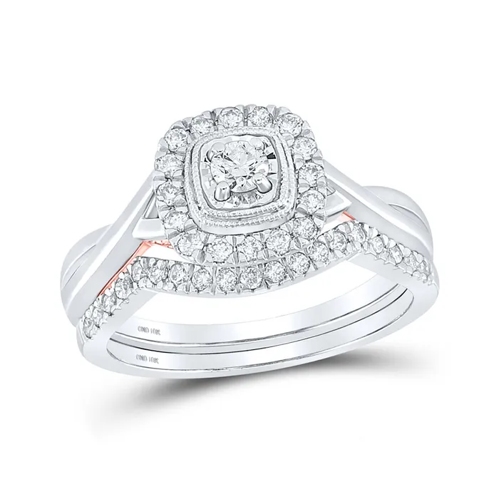 GND Rings Gold Halo Bridal Wedding Ring Band Set 12 Cttw Round Natural Diamond Womens 427 grams GND Rings Gold Halo Bridal Wedding Ring Band Set 12 Cttw Round Natural Diamond Womens 427 grams