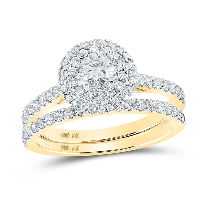 GND Rings Gold Halo Bridal Wedding Ring Band Set 1 Cttw Round Natural Diamond Womens 483 grams GND Rings Gold Halo Bridal Wedding Ring Band Set 1 Cttw Round Natural Diamond Womens 483 grams