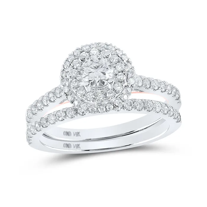 GND Rings Gold Halo Bridal Wedding Ring Band Set 1 Cttw Round Natural Diamond Womens 483 grams GND Rings Gold Halo Bridal Wedding Ring Band Set 1 Cttw Round Natural Diamond Womens 483 grams