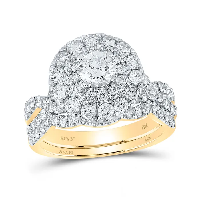 GND Rings Gold Halo Bridal Wedding Ring Band Set 2 Cttw Round Natural Diamond Womens 653 grams GND Rings Gold Halo Bridal Wedding Ring Band Set 2 Cttw Round Natural Diamond Womens 653 grams