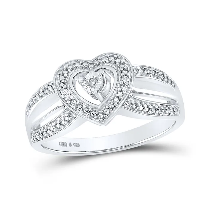 GND Rings Sterling Silver Heart Ring 03 Cttw Round Natural Diamond Womens 384 grams GND Rings Sterling Silver Heart Ring 03 Cttw Round Natural Diamond Womens 384 grams