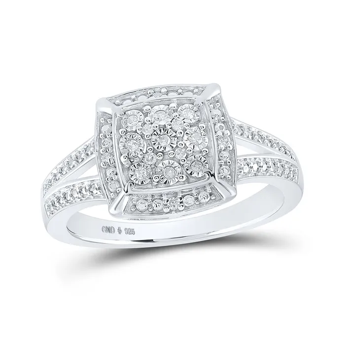 GND Rings Sterling Silver Square Ring 112 Cttw Round Natural Diamond Womens 387 grams GND Rings Sterling Silver Square Ring 112 Cttw Round Natural Diamond Womens 387 grams