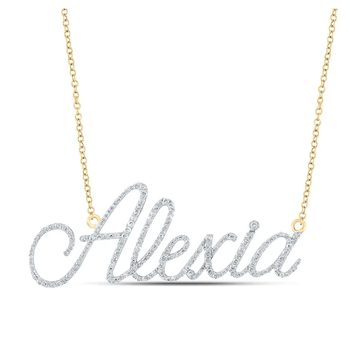 Gold ALEXIA 18inch Name Necklace 78 Cttw Round Natural Diamond Womens 311 grams GND Necklaces Gold ALEXIA 18inch Name Necklace 78 Cttw Round Natural Diamond Womens 311 grams GND Necklaces