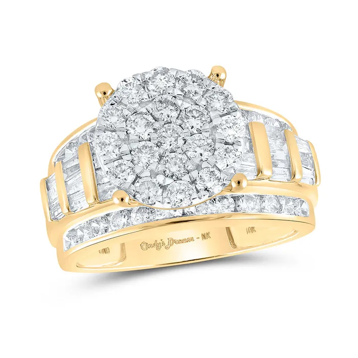Gold Cluster Bridal Wedding Engagement Ring 2 Cttw Round Natural Diamond Womens 489 grams GND Rings Gold Cluster Bridal Wedding Engagement Ring 2 Cttw Round Natural Diamond Womens 489 grams GND Rings