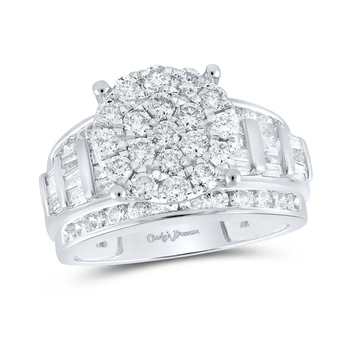 Gold Cluster Bridal Wedding Engagement Ring 2 Cttw Round Natural Diamond Womens 489 grams GND Rings