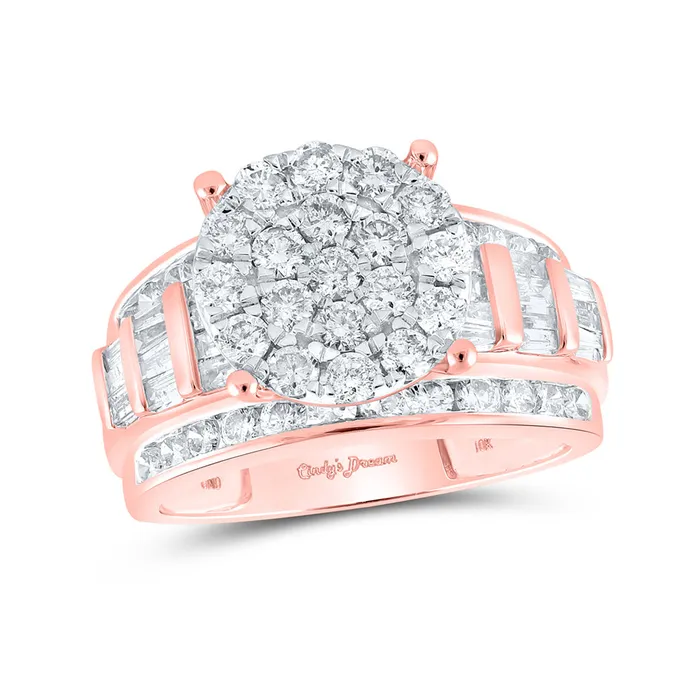 Gold Cluster Bridal Wedding Engagement Ring 2 Cttw Round Natural Diamond Womens 489 grams GND Rings