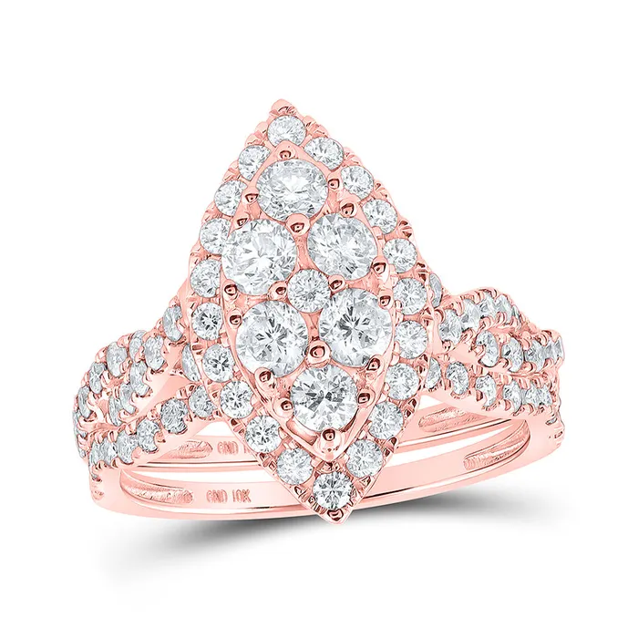 Gold Cluster Bridal Wedding Ring Band Set 112 Cttw Round Natural Diamond Womens 441 grams GND Rings Gold Cluster Bridal Wedding Ring Band Set 112 Cttw Round Natural Diamond Womens 441 grams GND Rings
