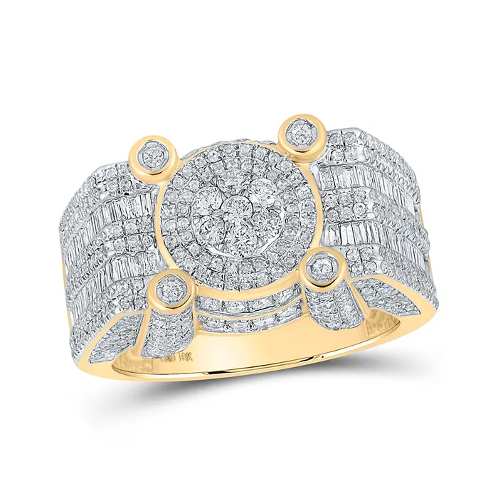 Gold Cluster Ring 215 Cttw Round Natural Diamond Mens 1084 grams GND Rings Gold Cluster Ring 215 Cttw Round Natural Diamond Mens 1084 grams GND Rings