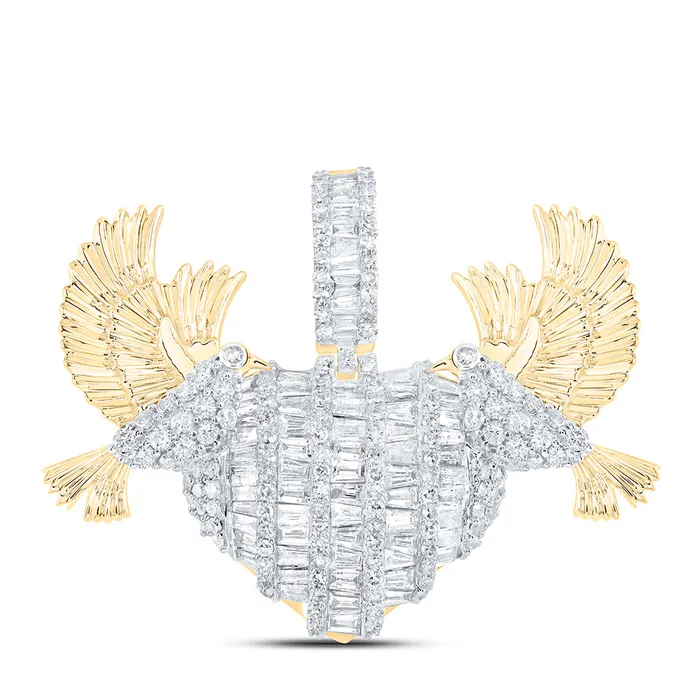 Gold Dove Heart Charm Pendant 213 Cttw Baguette Natural Diamond Mens 719 grams GND Necklaces Gold Dove Heart Charm Pendant 213 Cttw Baguette Natural Diamond Mens 719 grams GND Necklaces