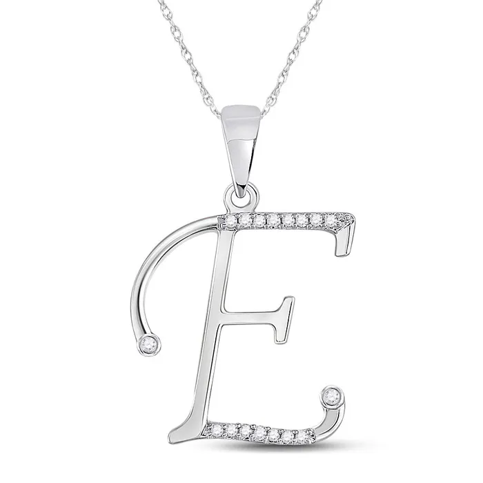 Gold E Initial Letter Pendant 112 Cttw Round Natural Diamond Womens 129 grams GND Necklaces